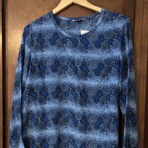 Equipment Liam Blue Snake Print Silk Blouse Tee Nwt M Medium MRSP 218